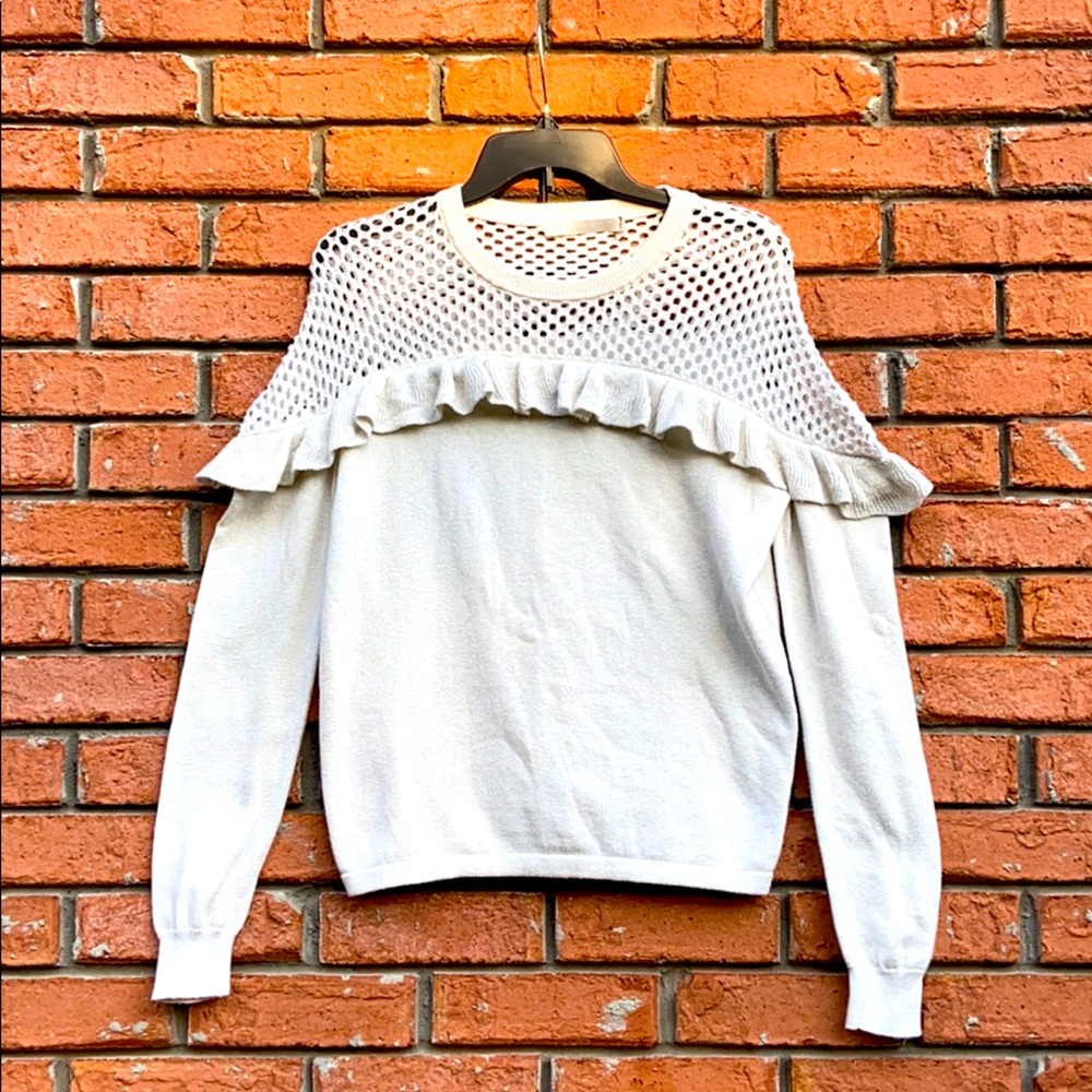 One Grey Day Winter White Sweater w/ Silver Thread